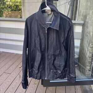 Walkers Apparel Navy Blue denim bomber jacket #bomberjacket